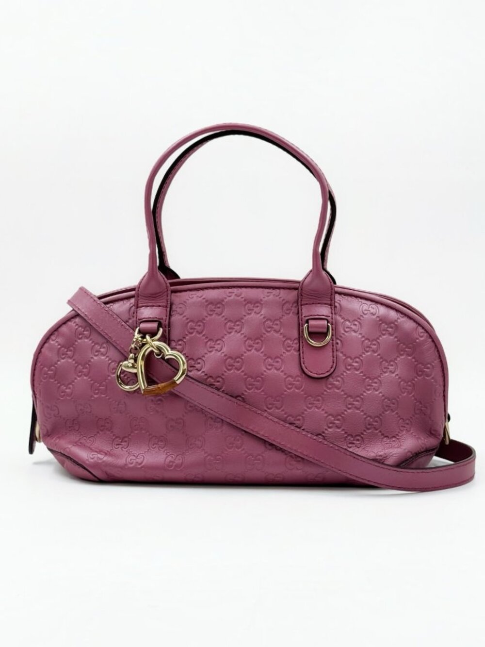 Gucci Microguccissima Boston Bag Pink Leather Satchel Shoulder Bag